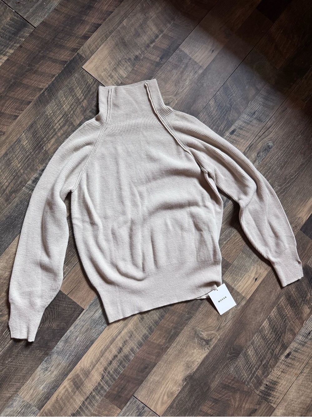 Mohan Free size  Cashmere Raglan Turtleneck Ribbed Sweater